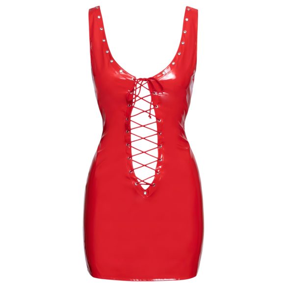 Black Level - Lace-up Vinyl Mini Dress (Red) - M