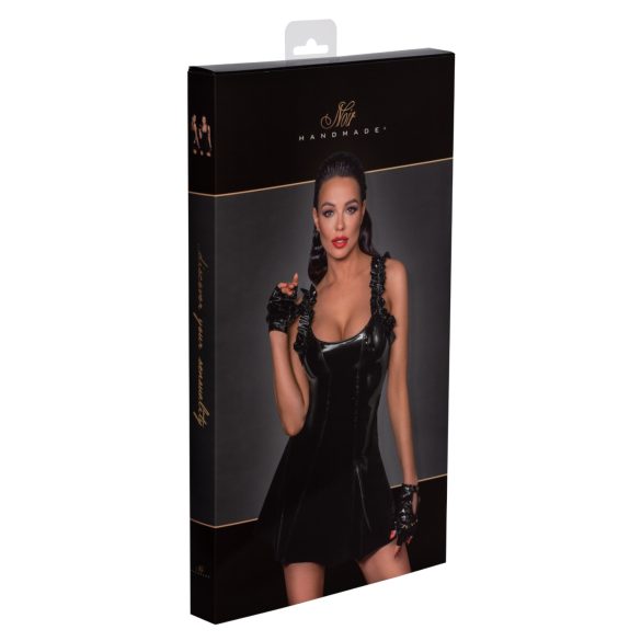 Noir - Ruffled Mini Dress (Black) - L