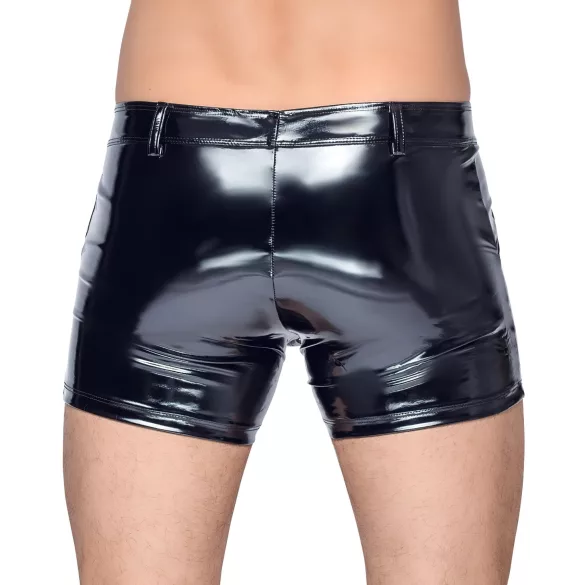 Black Level - Men's Vinyl Shorts with Side Pockets (Black)