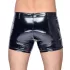 Black Level - Men's Vinyl Shorts with Side Pockets (Black) - L