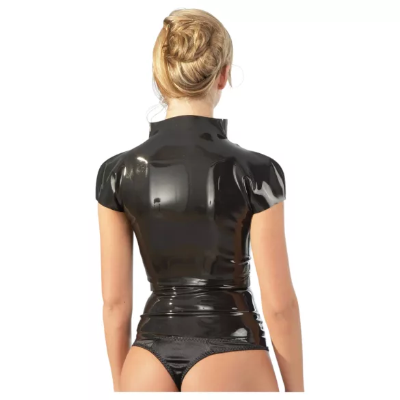 LATEX - Women's Black Short-Sleeve Zip-Up Top - M