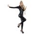Latex Long-Sleeve Women's Jumpsuit (Black) - 2XL