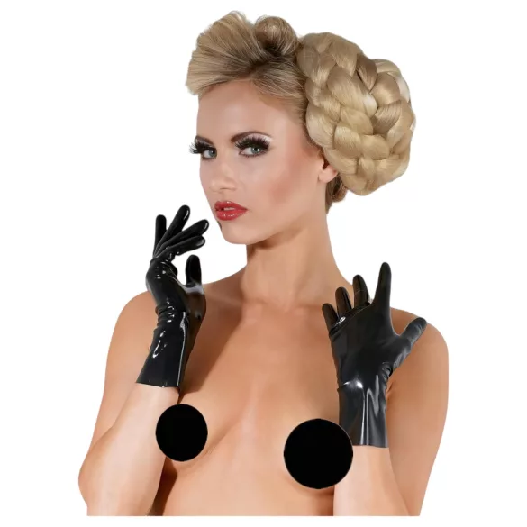 LATEX - Short, Unisex Gloves (Black) - L