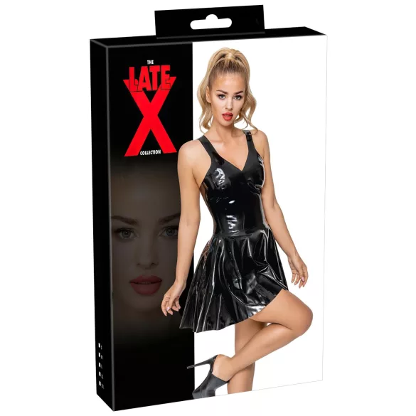 LATEX - Mini Dress with Ruffled Skirt (Black)