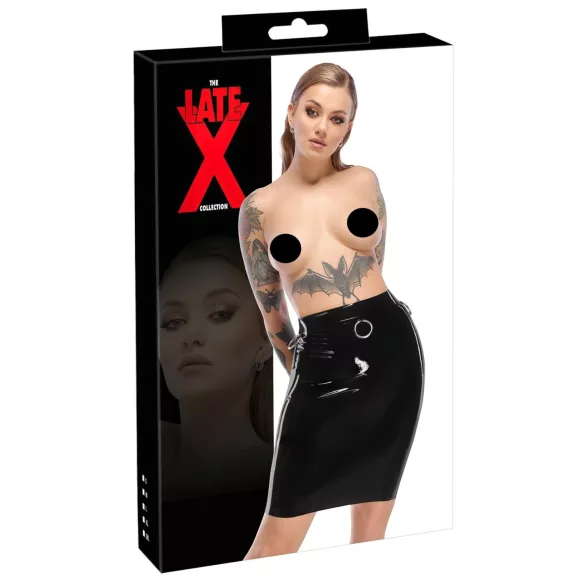 LATEX - Black Midi Skirt - L