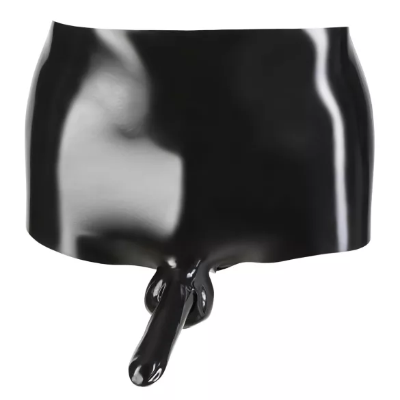 Latex boxer shorts + penis sleeve (black) - L/XL