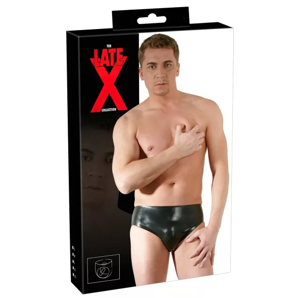 Men's Latex Underwear with Internal Anal Dildo (Black)