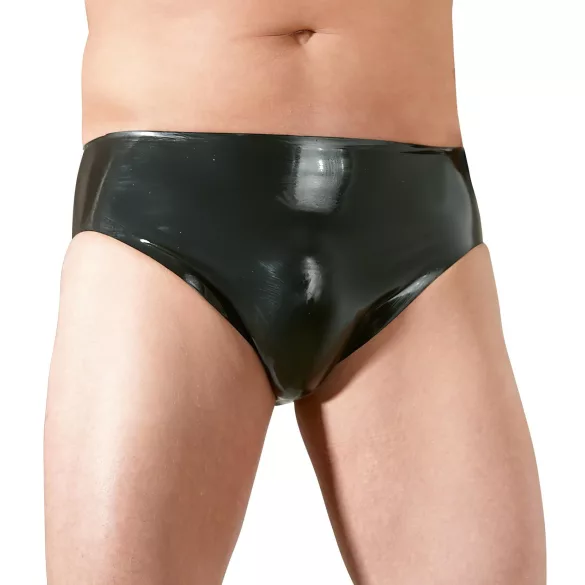 Men's Latex Underwear with Internal Anal Dildo (Black) - L