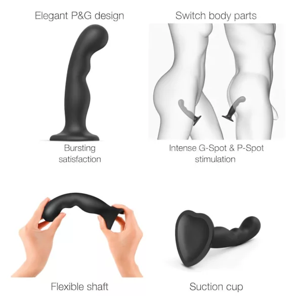 Strap-on-Me P&G S - Curved Suction Cup Dildo (Black)