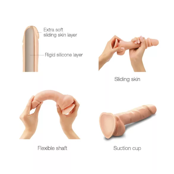 Strap-on-me S - double-layered suction cup dildo (flesh-coloured)