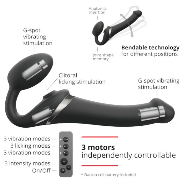 Strap-on-me M – Air Pulse Strap-On Vibrator (Black)