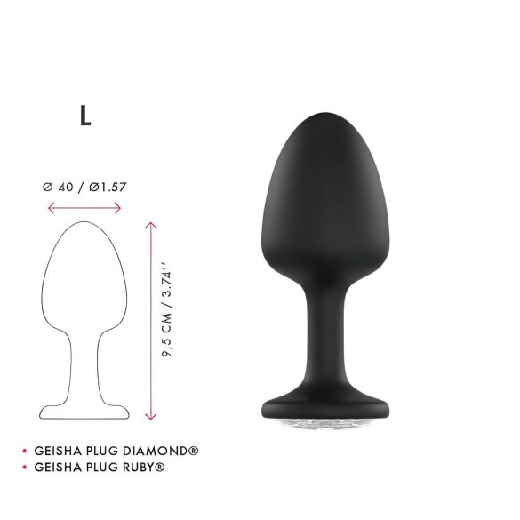 Dorcel Geisha Diamond Plug L - Black Anal Plug with White Gem