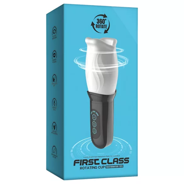 Funny Me First Class - Rotating Pleasure Masturbator (White-Black)