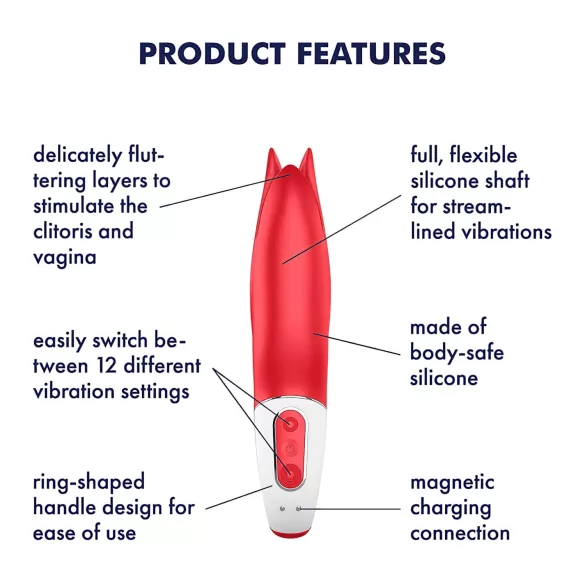 Satisfyer Power Flower - Rechargeable, Waterproof Vibrator (Red)