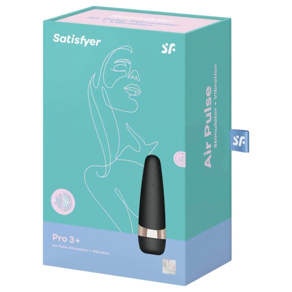 Satisfyer Pro 3+ - Waterproof Rechargeable Clitoral Stimulator (Black)