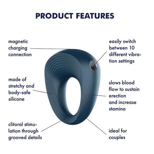 Satisfyer Power Ring - Waterproof Vibrating Penis Ring (Gray)