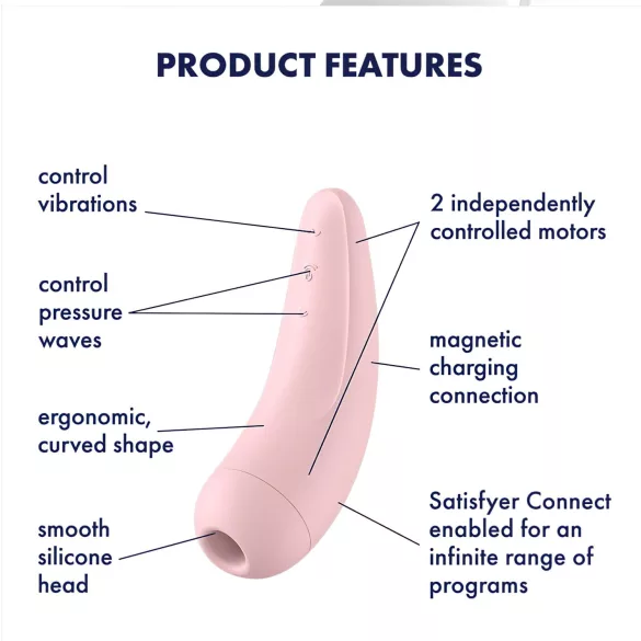 Satisfyer Curvy 2+ - Smart Air Pulse Clitoral Stimulator (Pink)