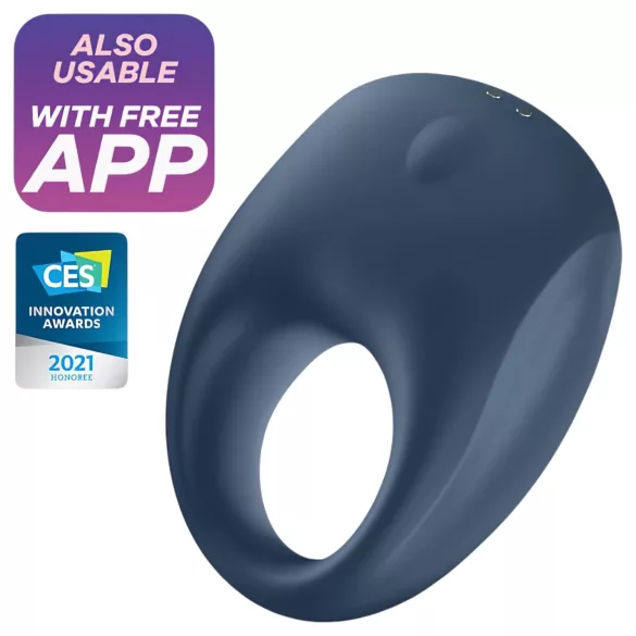 Satisfyer Strong One - App-controlled vibrating penis ring for men (blue)
