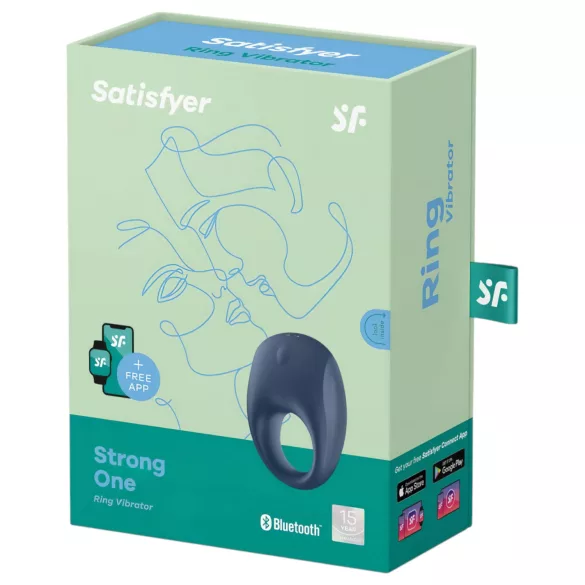 Satisfyer Strong One - App-controlled vibrating penis ring for men (blue)