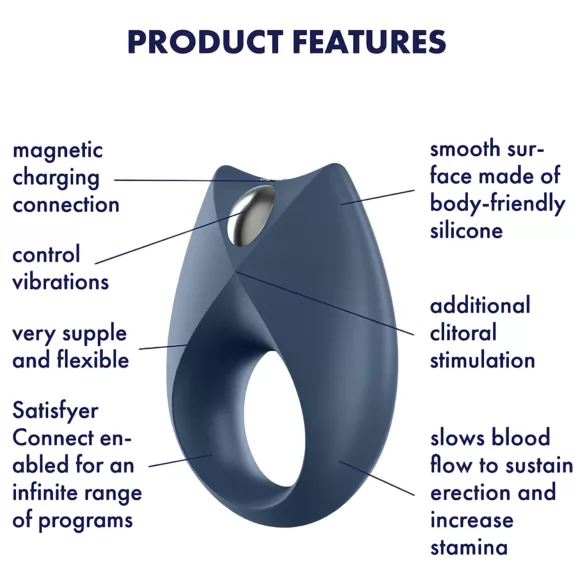 Satisfyer Royal One - App-controlled vibrating penis ring for men (blue)