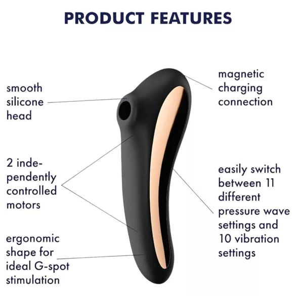 Satisfyer Dual Kiss - Rechargeable Vaginal & Clitoral Vibrator (Black)