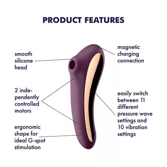 Satisfyer Dual Kiss - 2in1, Vaginal & Clitoral Vibrator (Purple)