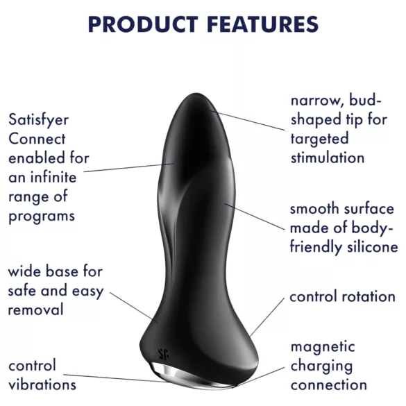 Satisfyer Rotator Plug 1 - Beaded Anal Vibrator (Black)