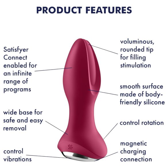 Satisfyer Rotator Plug 2 - Rechargeable Beaded Anal Vibrator (Red)