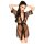 Penthouse Midnight Mirage - Satin Robe & Thong Set (Black)