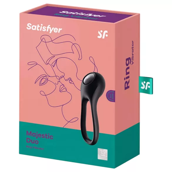 Satisfyer Majestic Duo - Rechargeable, Waterproof Penis Ring (Black)