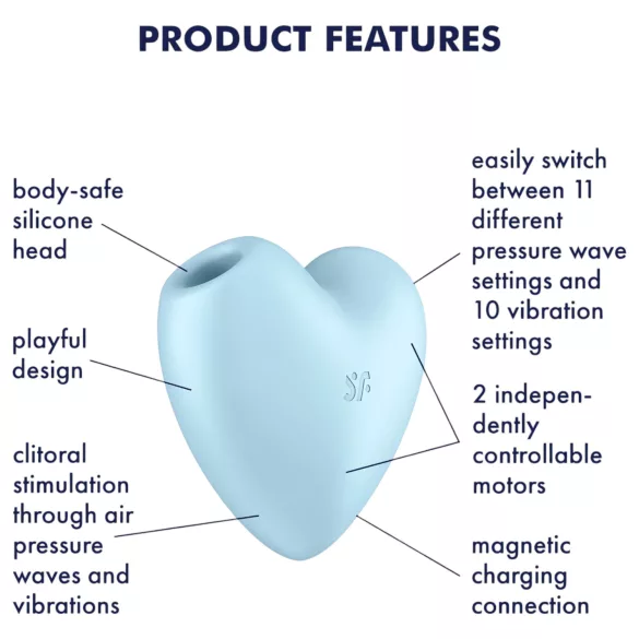Satisfyer Cutie Heart - Rechargeable Air-Pulse Clitoral Vibrator (Blue)