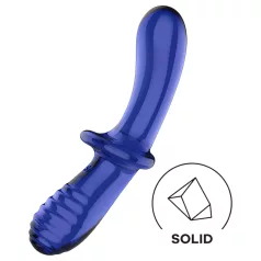 Satisfyer Double Crystal - Dual-End Glass Dildo (Blue)