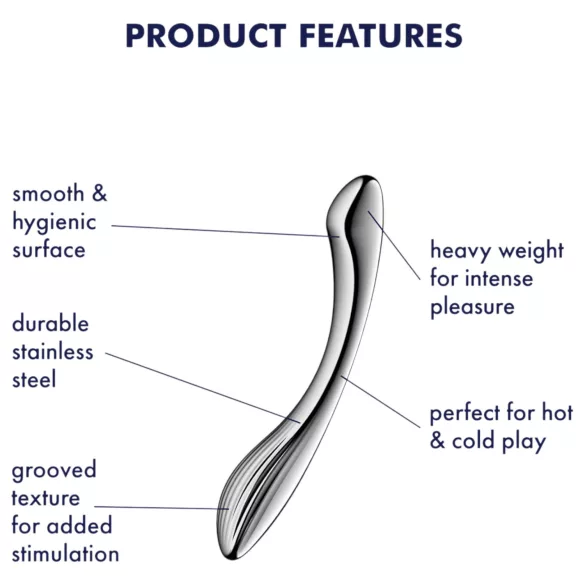 Satisfyer Pure Gravity 1 - Ribbed Steel Dildo (Silver)