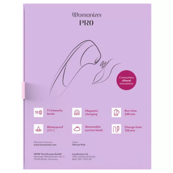 Womanizer Pro - air‑pulse clitoral stimulator (pink)