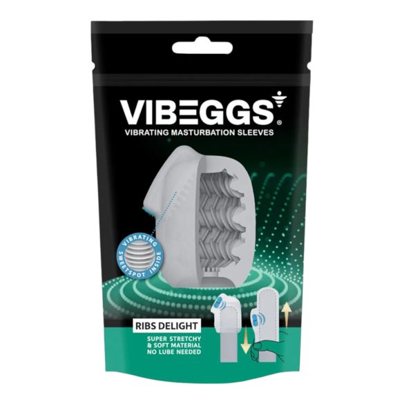 VIBEGGS Ribs Delight - Vibrating Egg Masturbator (White)
