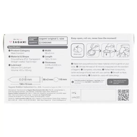 Sagami Original 0.01 L - Condom - 58mm (5 pack)