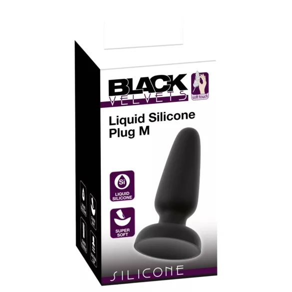 Black Velvets - silicone anal plug with suction cup (black) - M