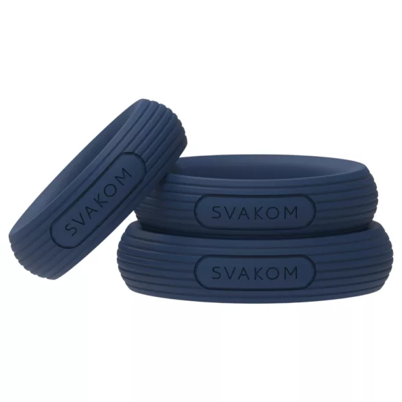 Svakom Triooo - soft silicone penis ring set (blue) - set of 3