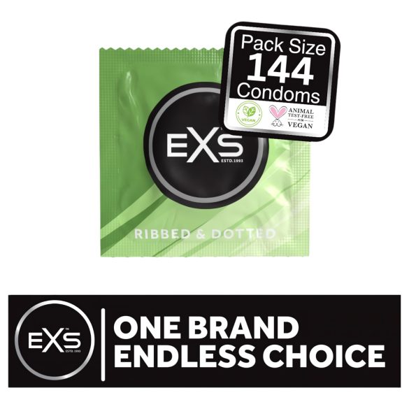 EXS Ribbed, Dotted, and Flared - Textured Condoms (144 Pack)