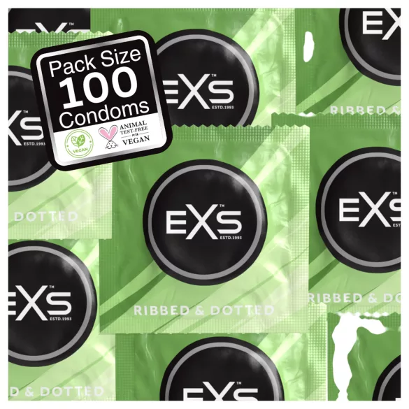 EXS Ribbed & Dotted - ribbed and dotted condoms (pack of 100)