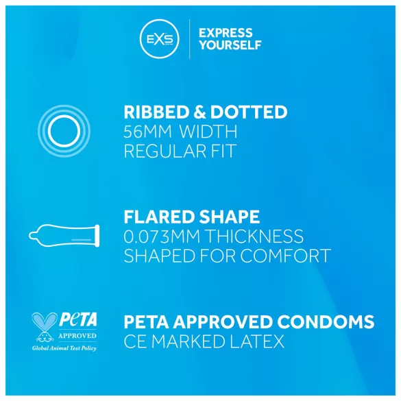 EXS Ribbed & Dotted - ribbed and dotted condoms (pack of 100)