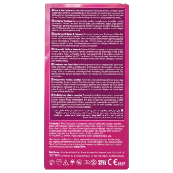 Skins - Ribbed & Dotted Condoms (8 Pack)