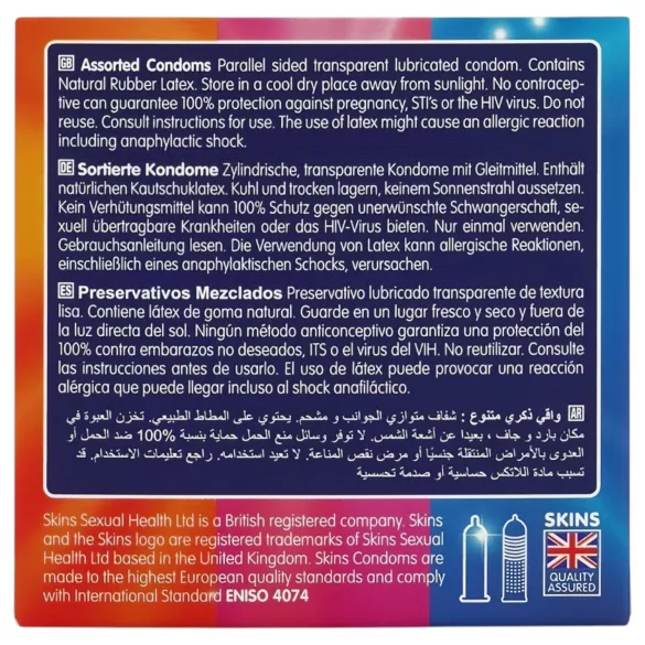 Skins - mixed condoms - dotted, natural, extra thin (4 pcs)