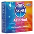 Skins - mixed condoms - dotted, natural, extra thin (4 pcs)