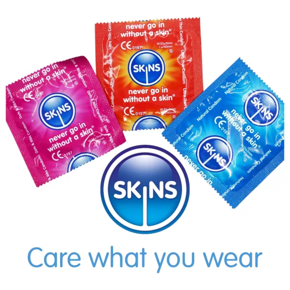 Skins - mixed condoms - dotted, natural, extra thin (4 pcs)