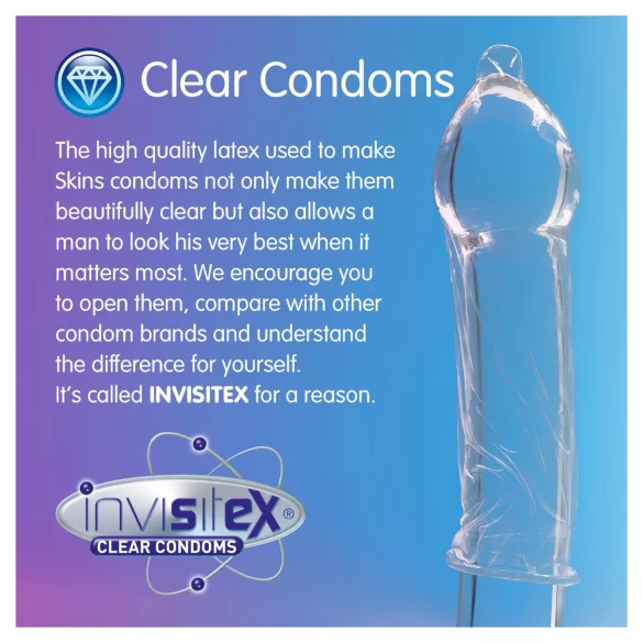 Skins - mixed condoms - dotted, natural, extra thin (4 pcs)