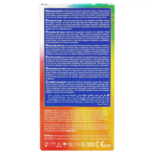 Skins - flavoured condoms - mint, bubblegum, banana, strawberry (8 pcs)