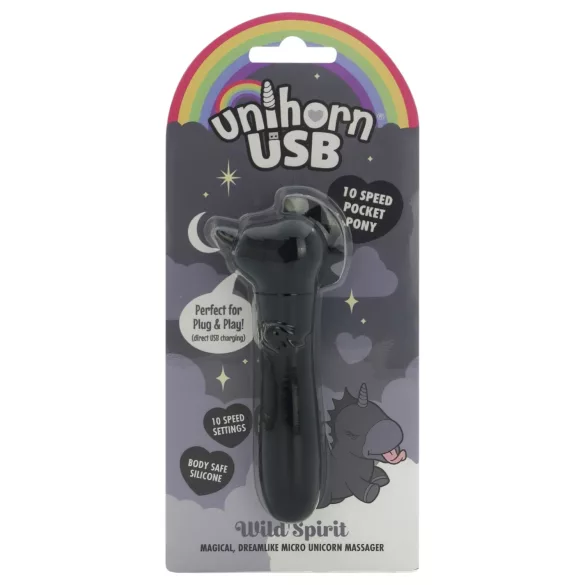 Unihorn Wild Spirit - rechargeable mini vibrator (black)