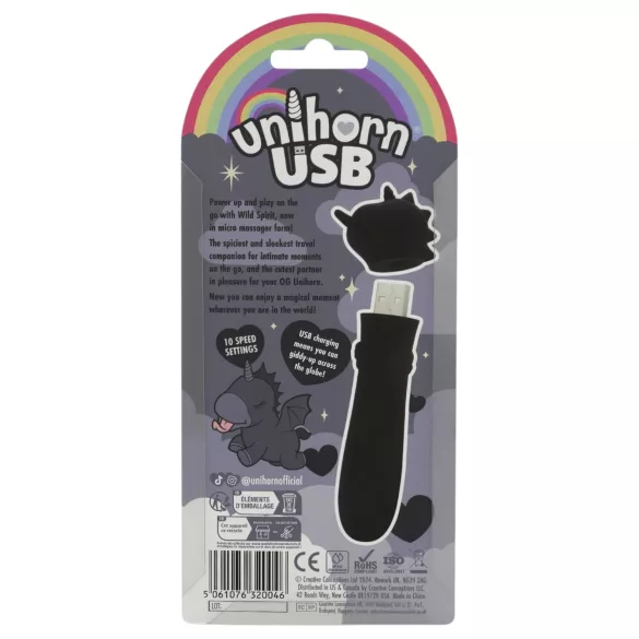 Unihorn Wild Spirit - rechargeable mini vibrator (black)