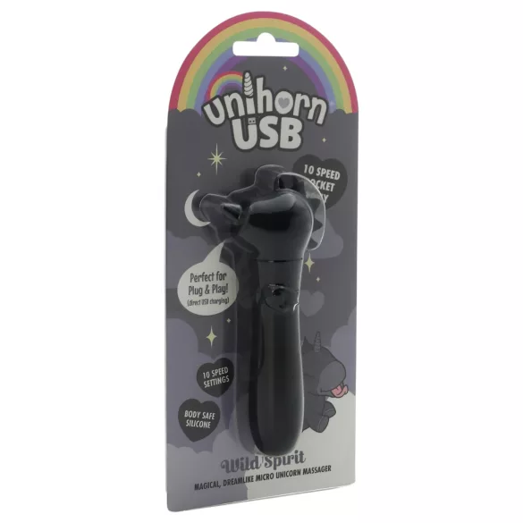 Unihorn Wild Spirit - rechargeable mini vibrator (black)